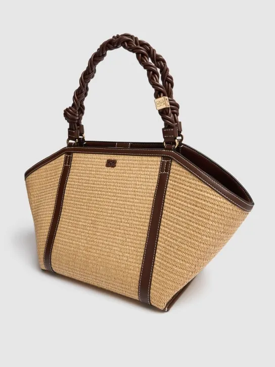 GANNI   Medium Bou raffia effect tote bag 