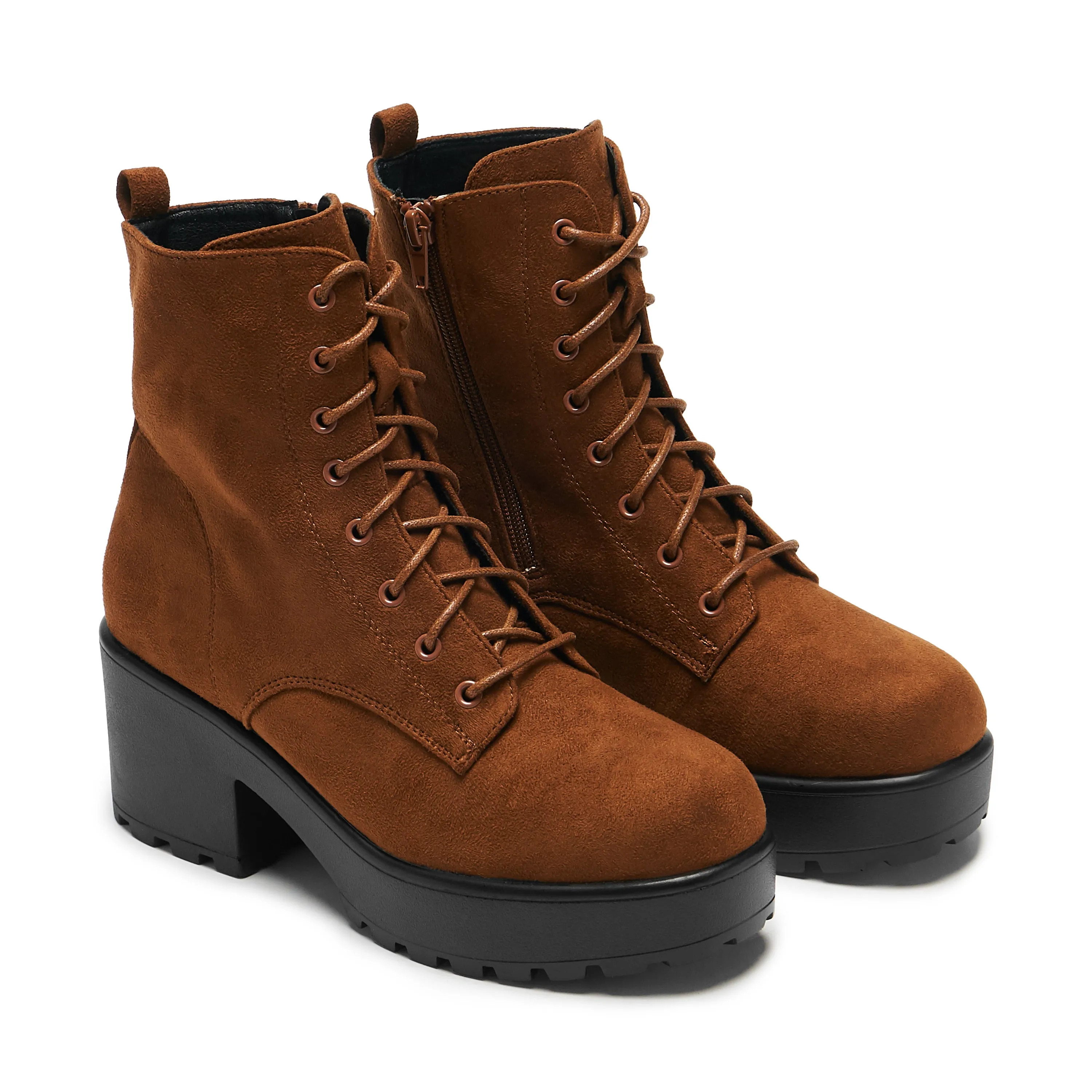 Gin Silt Brown Suede Platform Military Boots