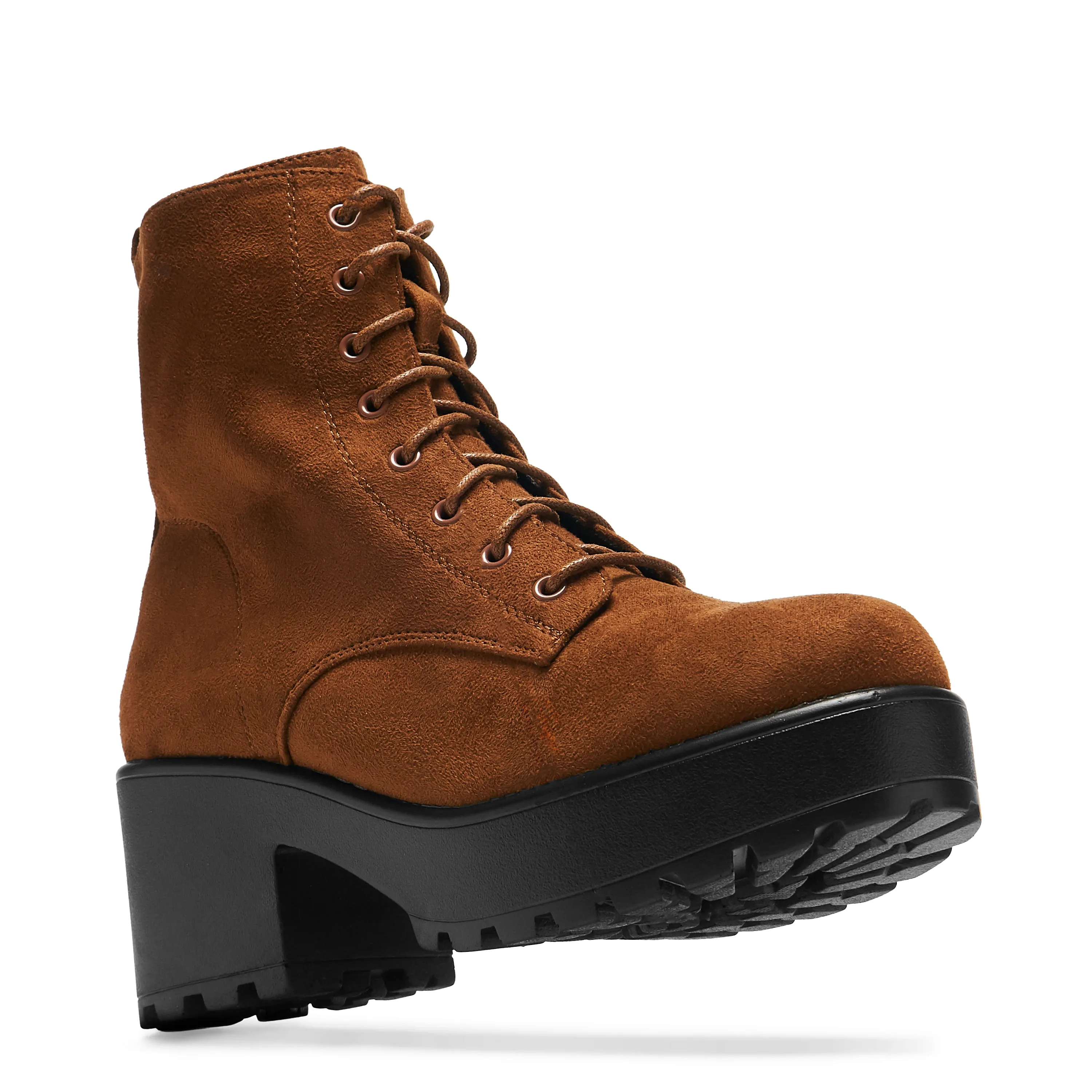 Gin Silt Brown Suede Platform Military Boots