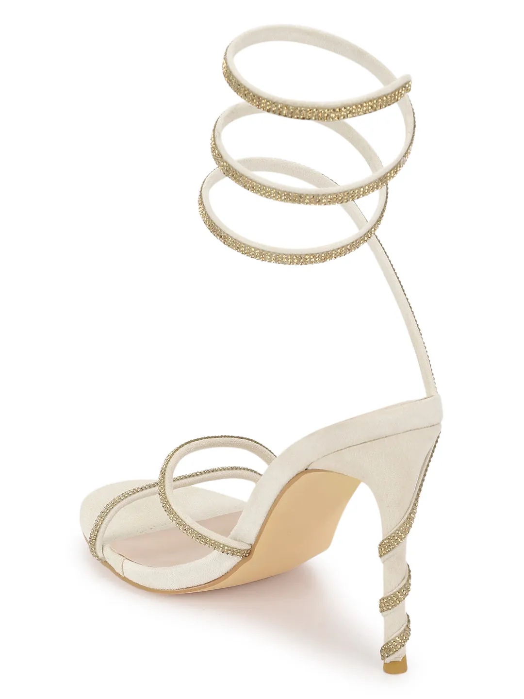 Gold Suede Stiletto Sandals (TC-TB3-GLD)