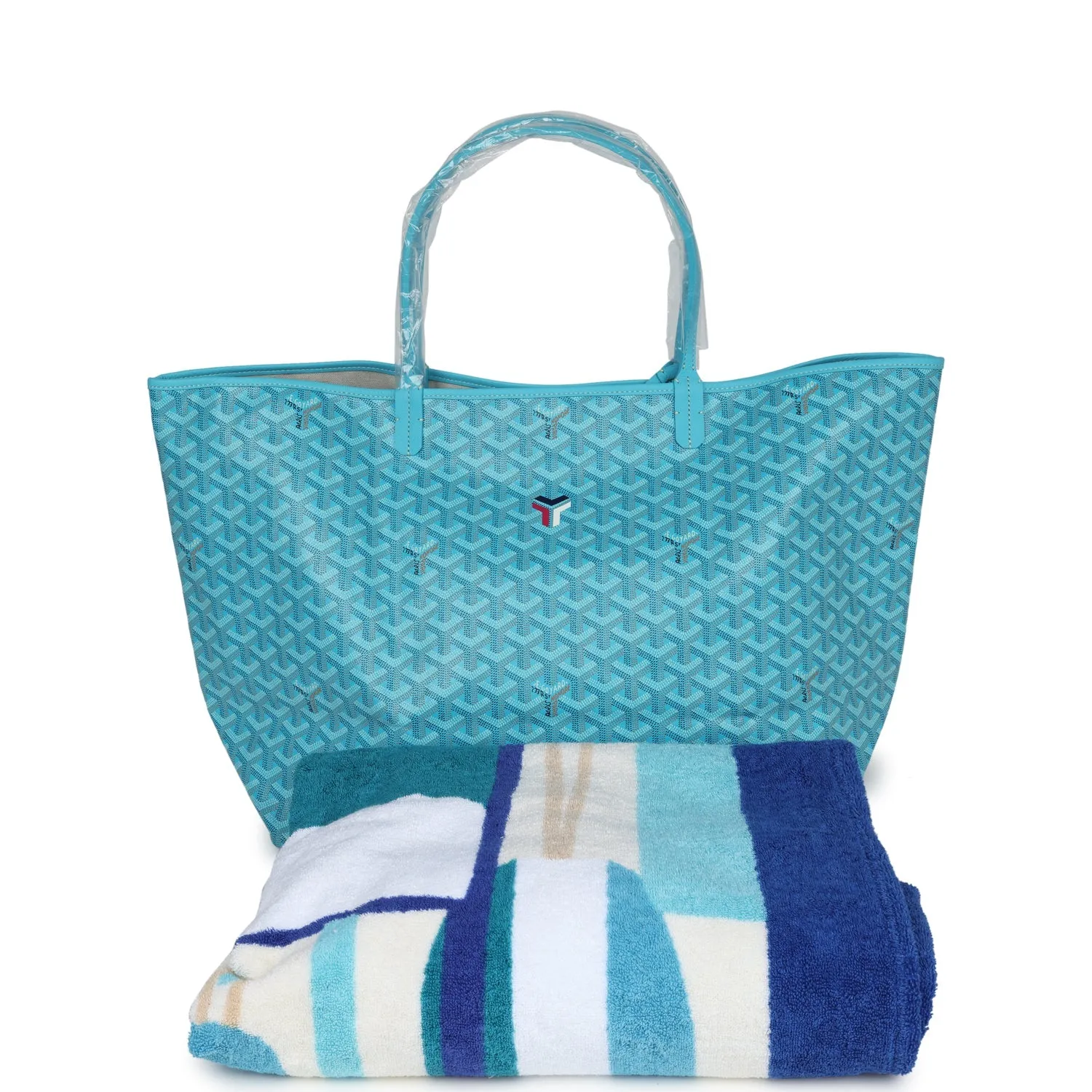 Goyard Goyardine Turquoise St. Louis GM Tote Bag & Balise Towel Palladium Hardware