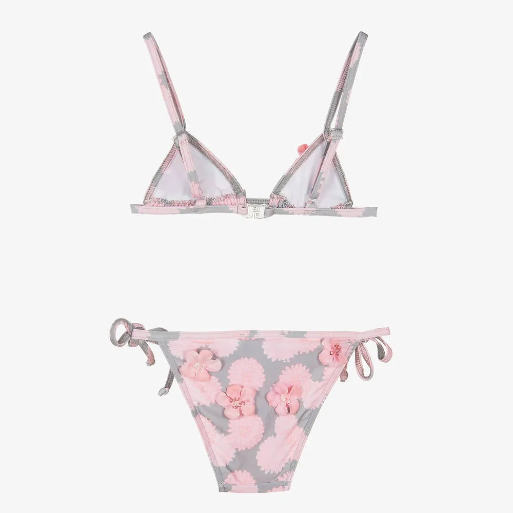 Grey & Pink Floral Bikini