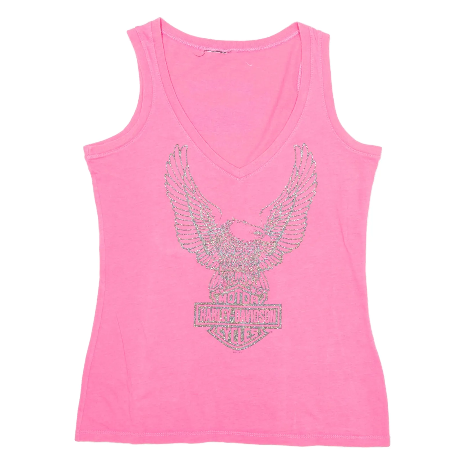 HARLEY DAVIDSON Womens Vest Pink Sleeveless V-Neck S