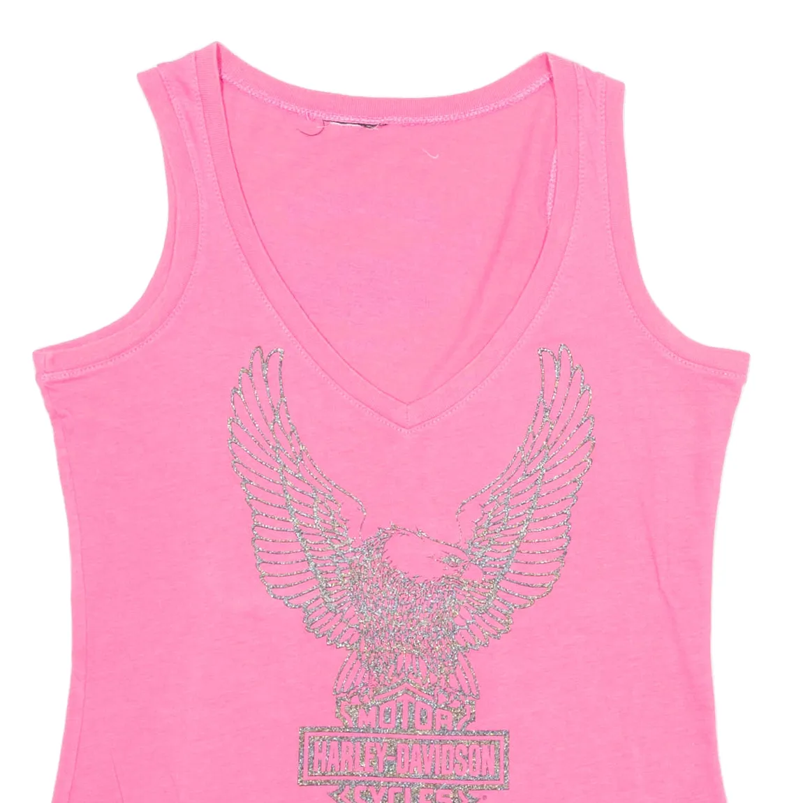 HARLEY DAVIDSON Womens Vest Pink Sleeveless V-Neck S