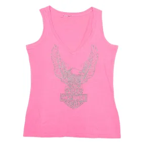 HARLEY DAVIDSON Womens Vest Pink Sleeveless V-Neck S