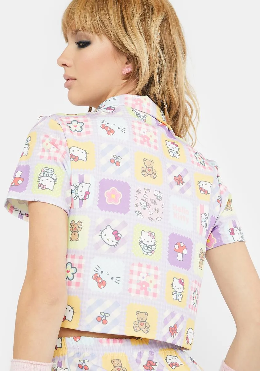 Hello Kitty Cropped Patchwork Shirt-