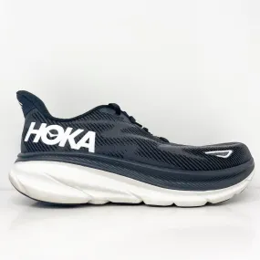 Hoka One One Mens Clifton 9 1127895 BWHT Black Running Shoes Sneakers Size 9 D