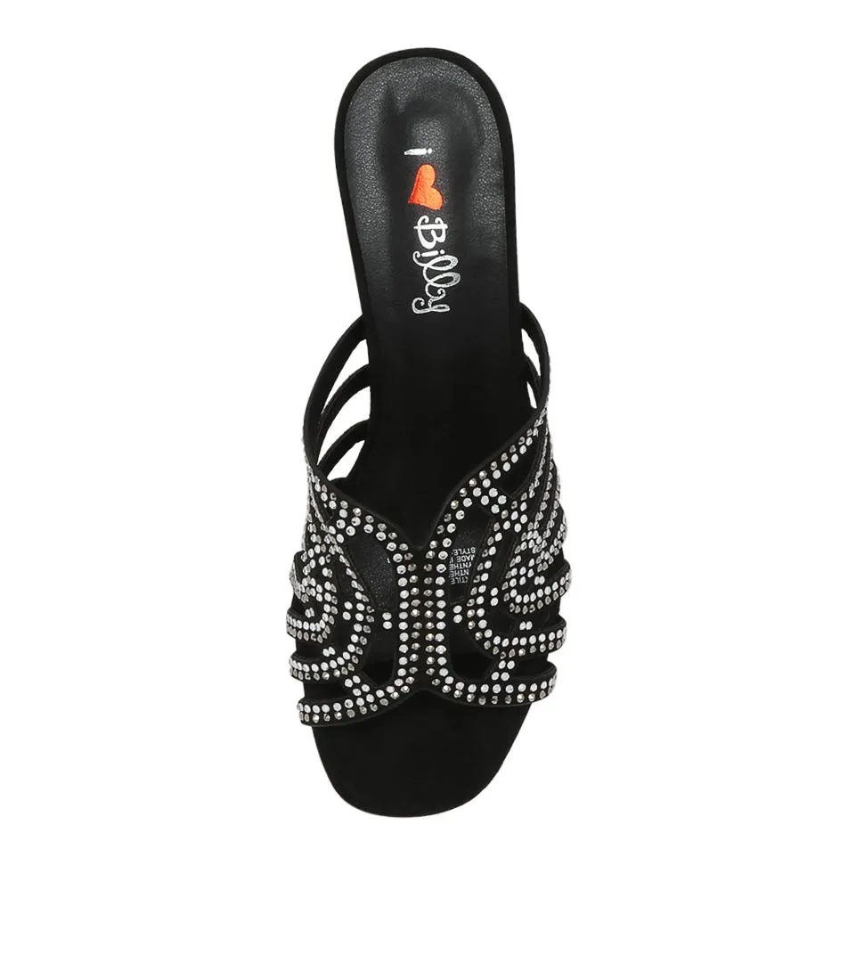 I LOVE BILLY Hilaria Black Microsuede Sandals