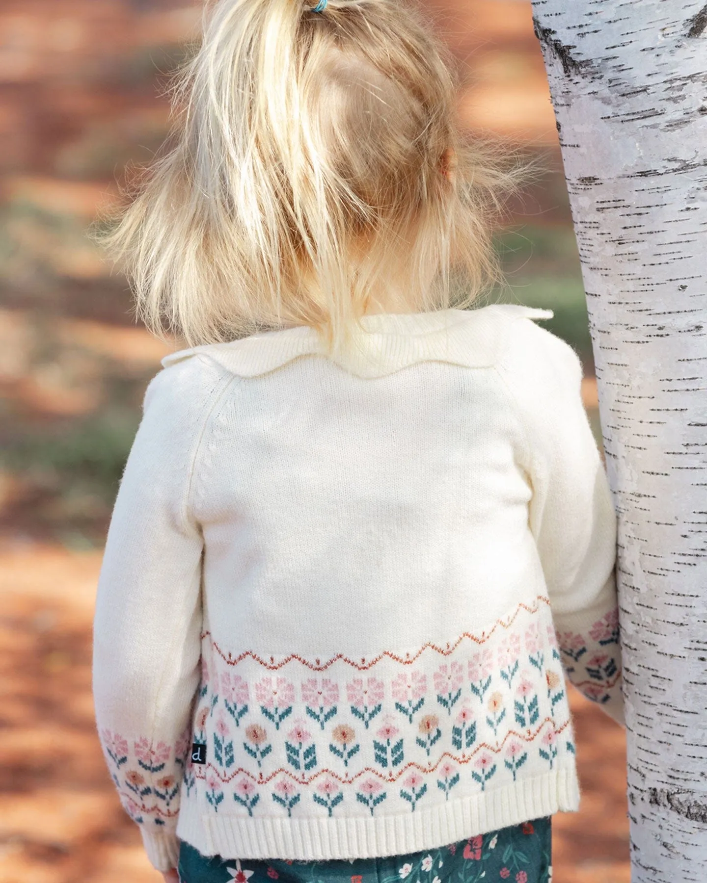 Jacquard Knit Cardigan Off White With Flowers