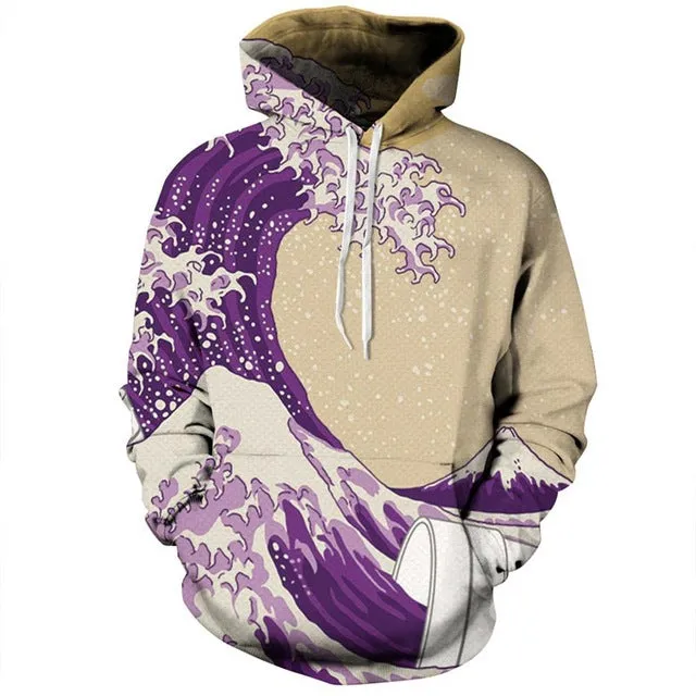 Japan Purple Wave Art Hoodie