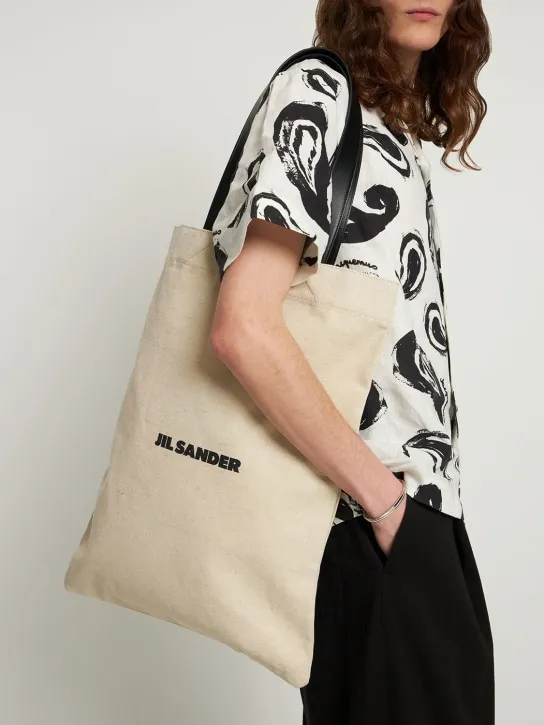 Jil Sander   Linen & canvas logo tote bag 