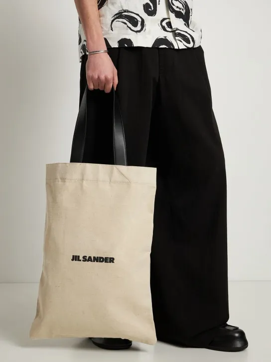 Jil Sander   Linen & canvas logo tote bag 