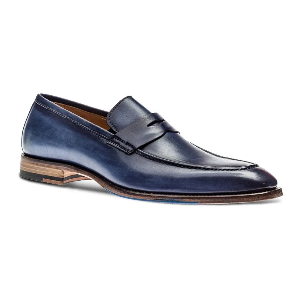 Jose Real Amberes H605-CG Men's Shoes Deep Blue Calf-Skin Leather Penny Loafers (RE2209)