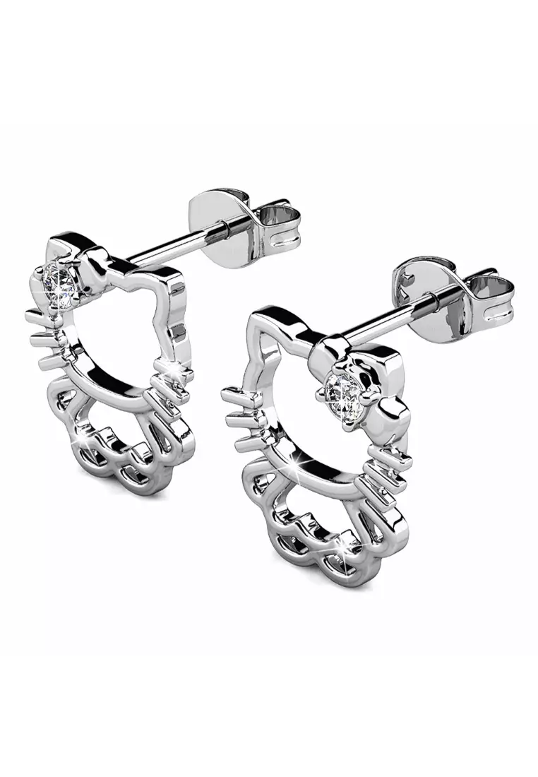 Krystal Couture KRYSTAL COUTURE White Gold Cutie Hello Kitty Earrings Embellished with SWAROVSKI® Crystals