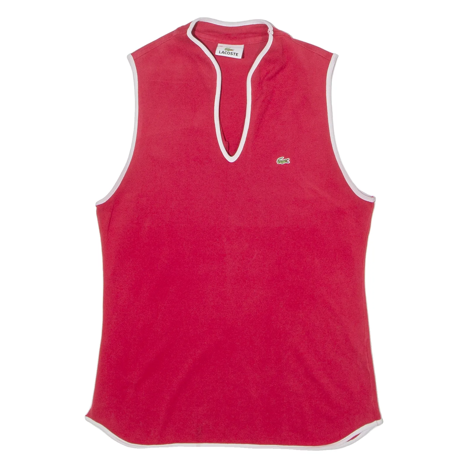 LACOSTE Tennis Womens Vest Red Sleeveless V-Neck UK 12