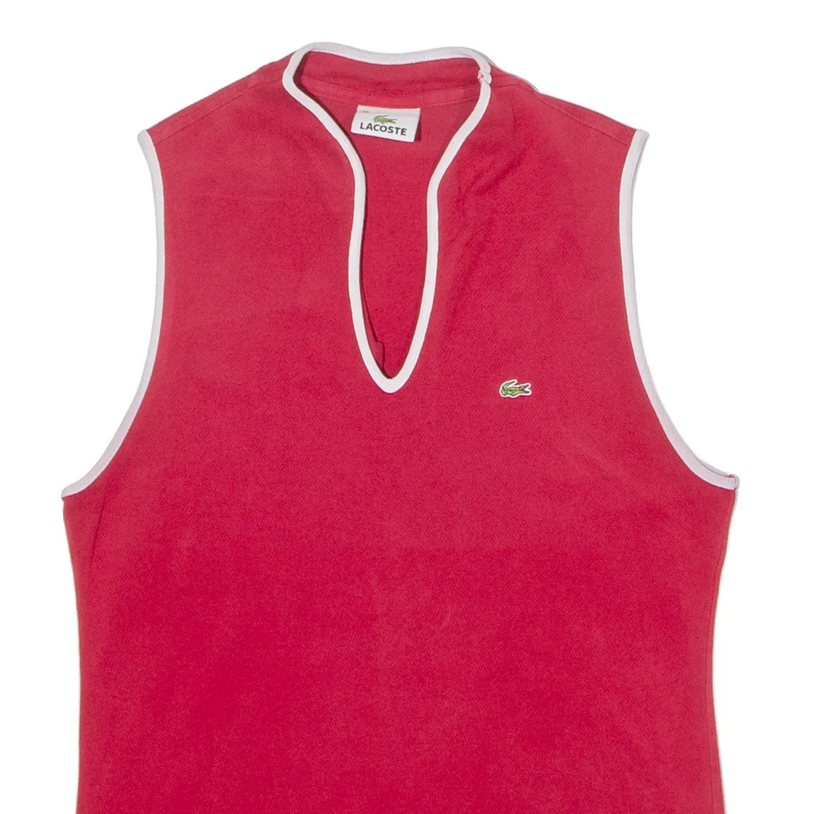 LACOSTE Tennis Womens Vest Red Sleeveless V-Neck UK 12