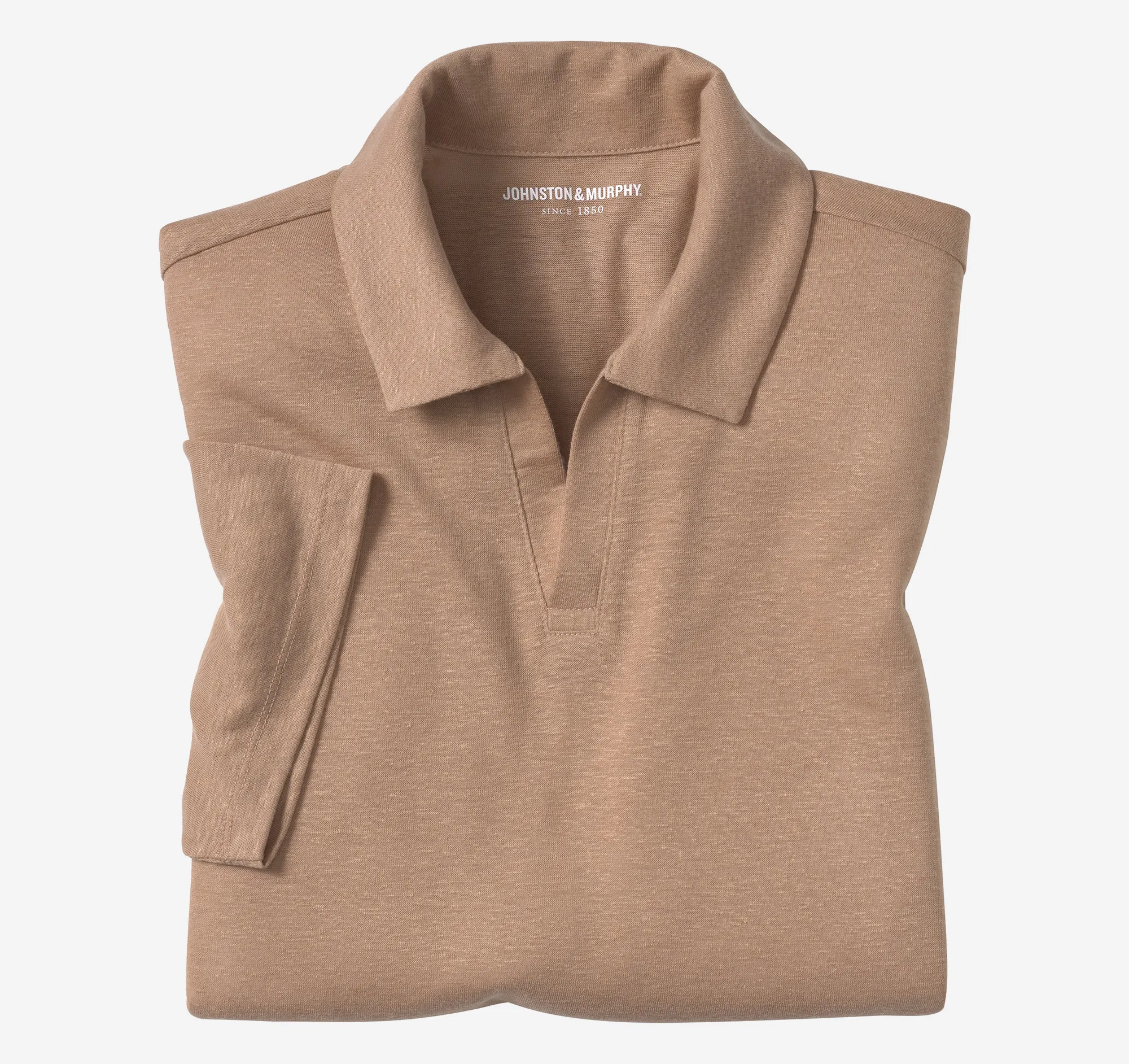 Linen-Blend V-Neck Polo