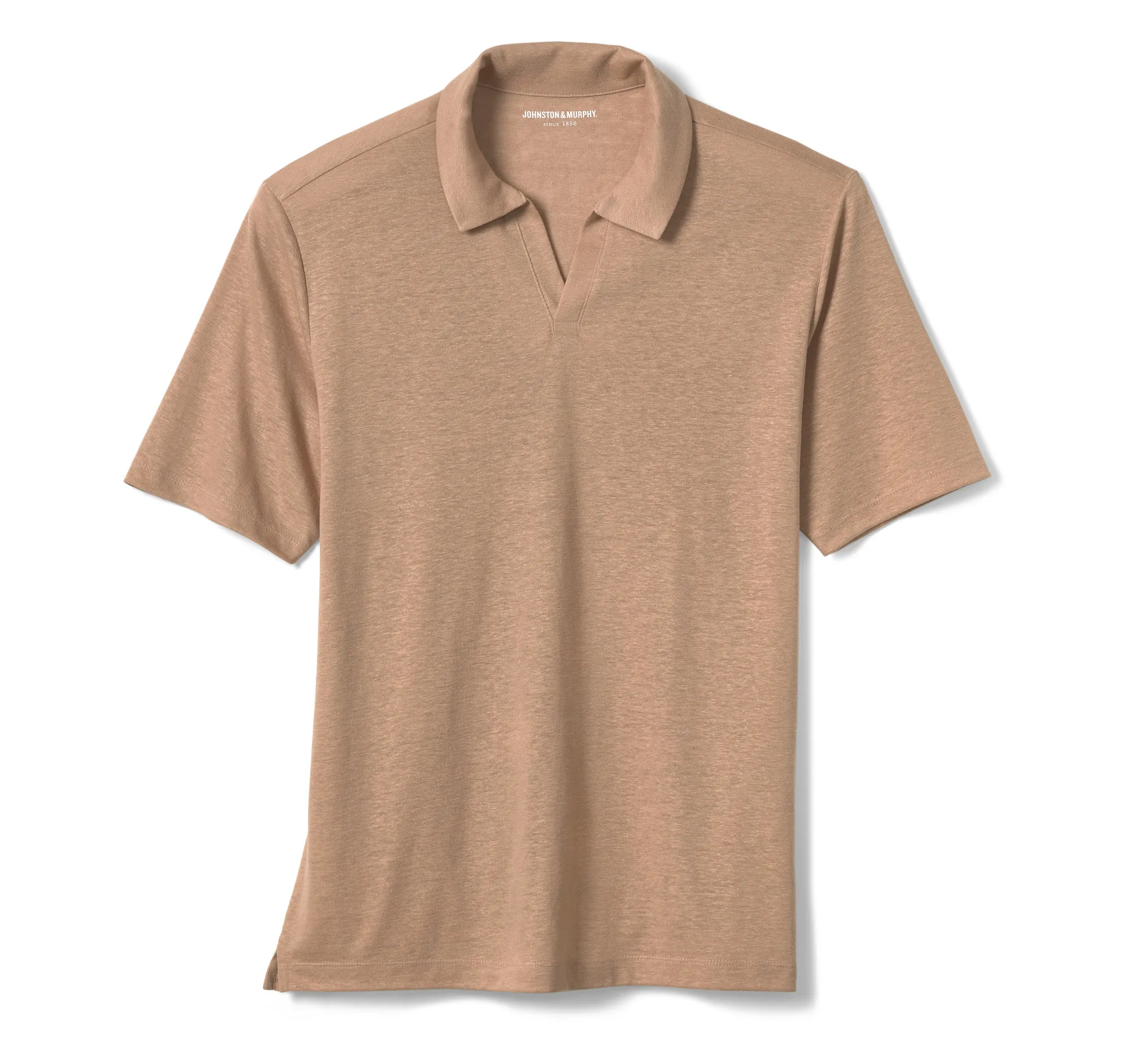 Linen-Blend V-Neck Polo