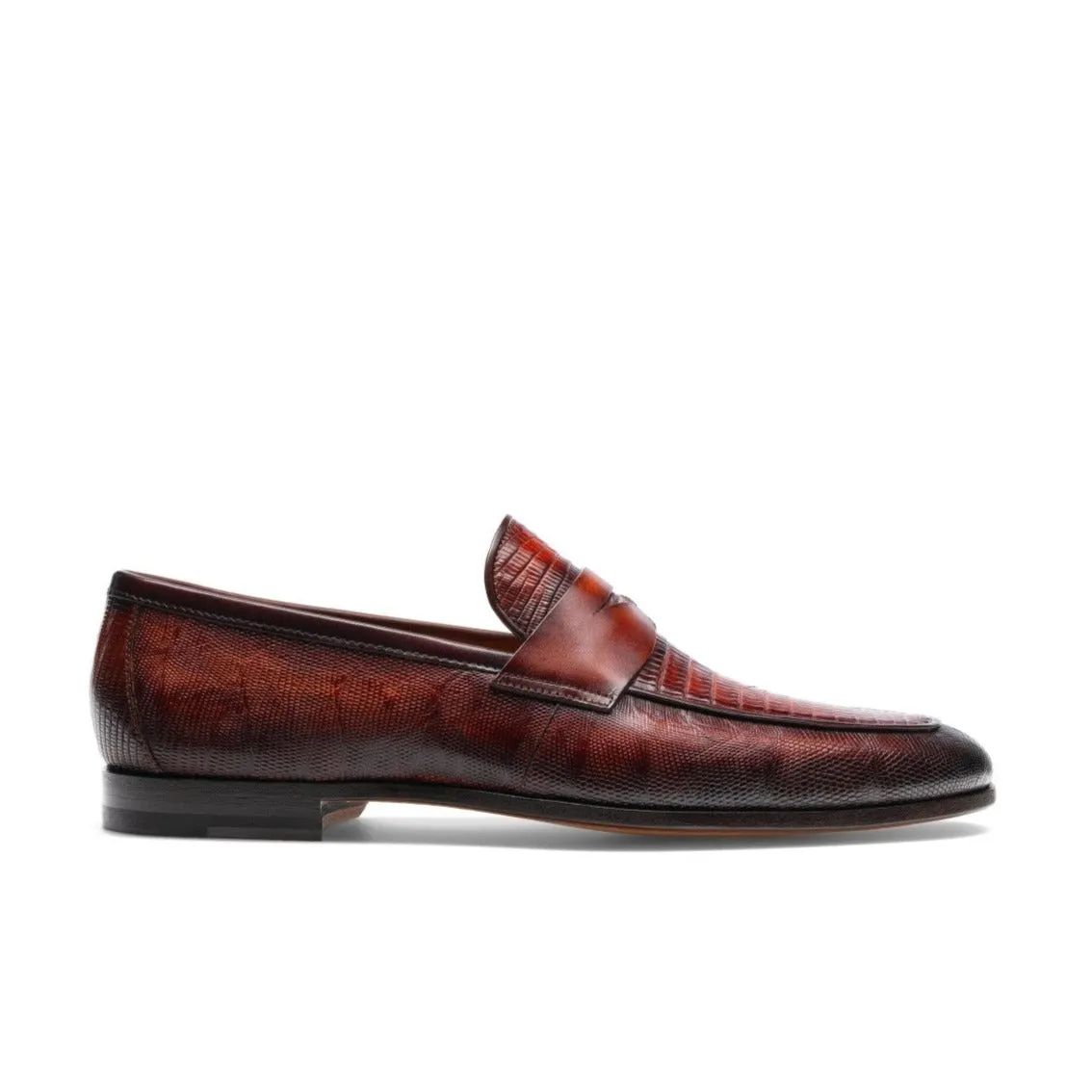 Magnanni Vicente 23257 Men's Shoes Cognac Exotic Genuine Lizard Skin Classic Penny Loafers (MAGS1101)