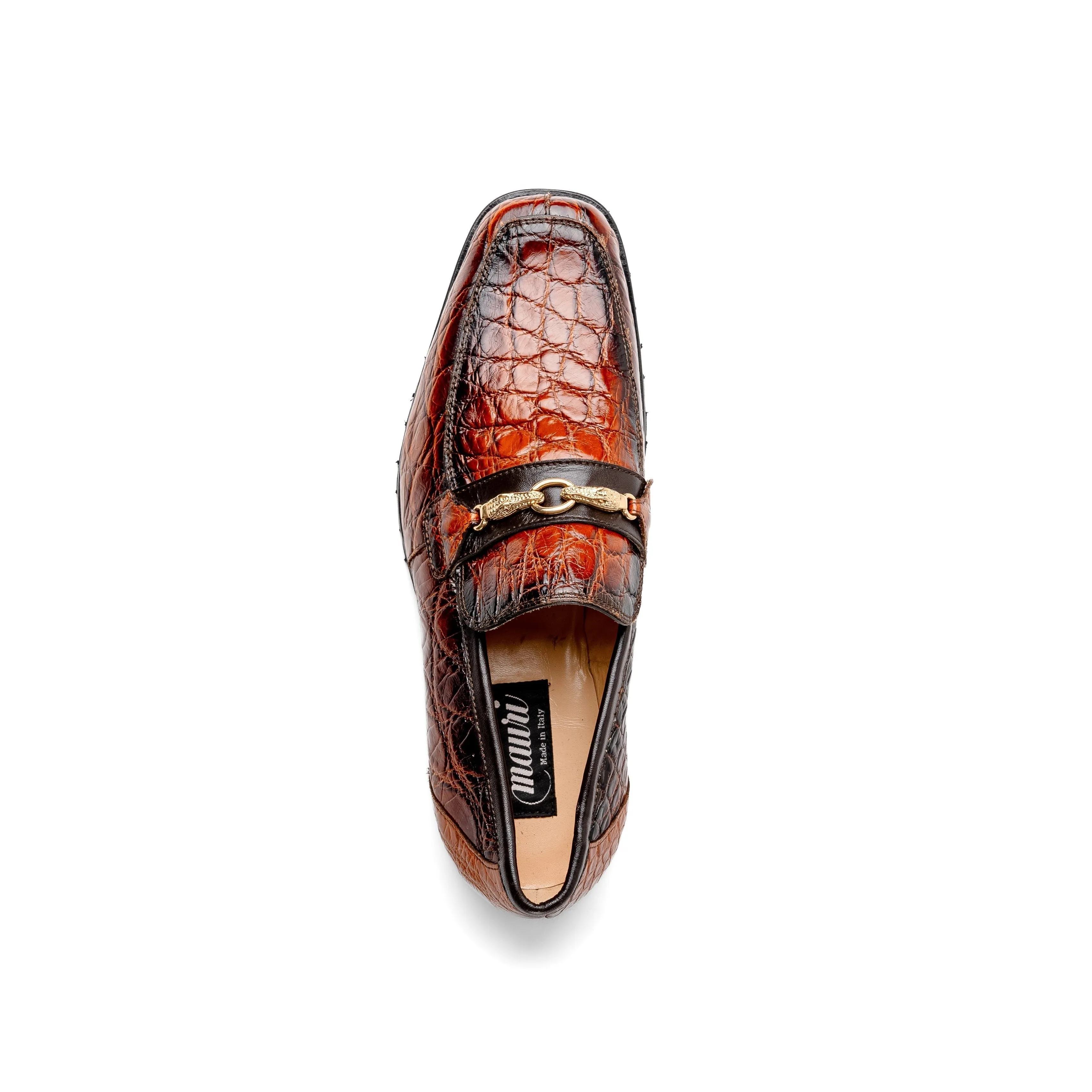 Mauri Debonair 4894-7 Men's Shoes Cognac with Gold Finished Exotic Alligator / Nappa Leather Horsebit Loafers (MA5558)