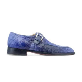 Mauri Minister 3232 Men's Shoes Multi Blue Exotic Alligator Split-Toe Monk-Strap Loafers (MA5532)