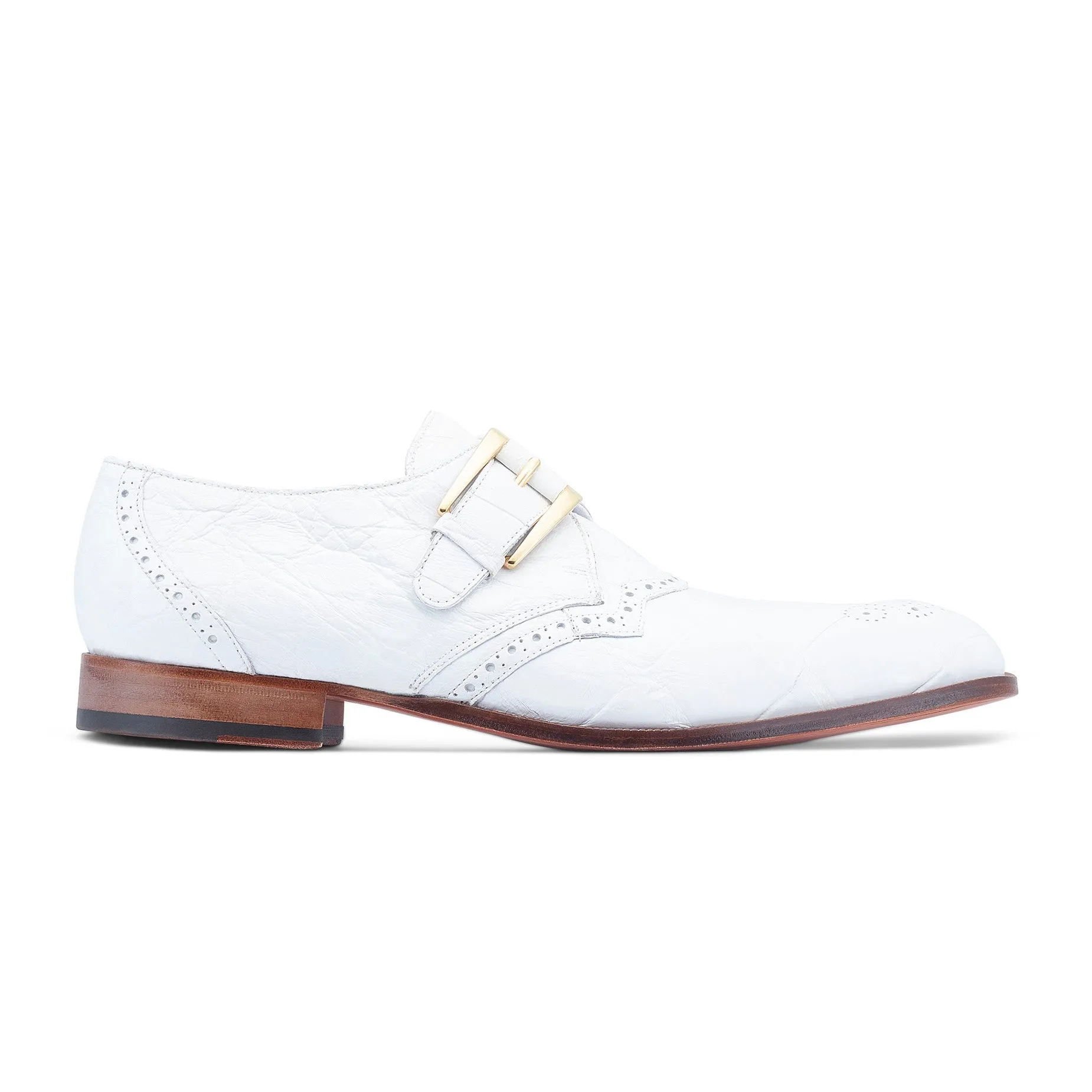 Mauri Nitti 3281 Men's Shoes White Exotic Alligator Monk-Strap Loafers (MA5514)