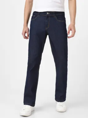 Men's Dark Blue Washed Bootcut Jeans Stretchable