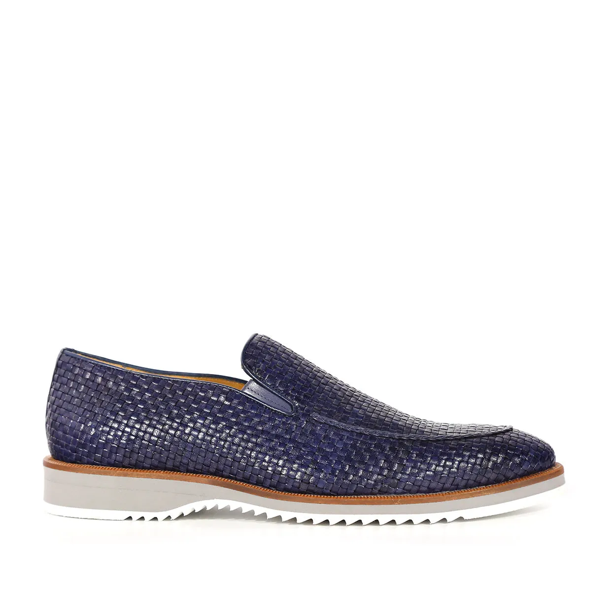 Mezlan R20658 Men's Shoes Navy Woven Leather Hybrid Loafers (MZS3620)