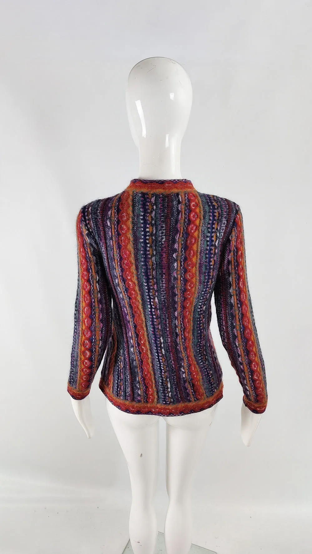 Missoni Vintage Abstract Textured Knit Womens Cardigan, 1990s