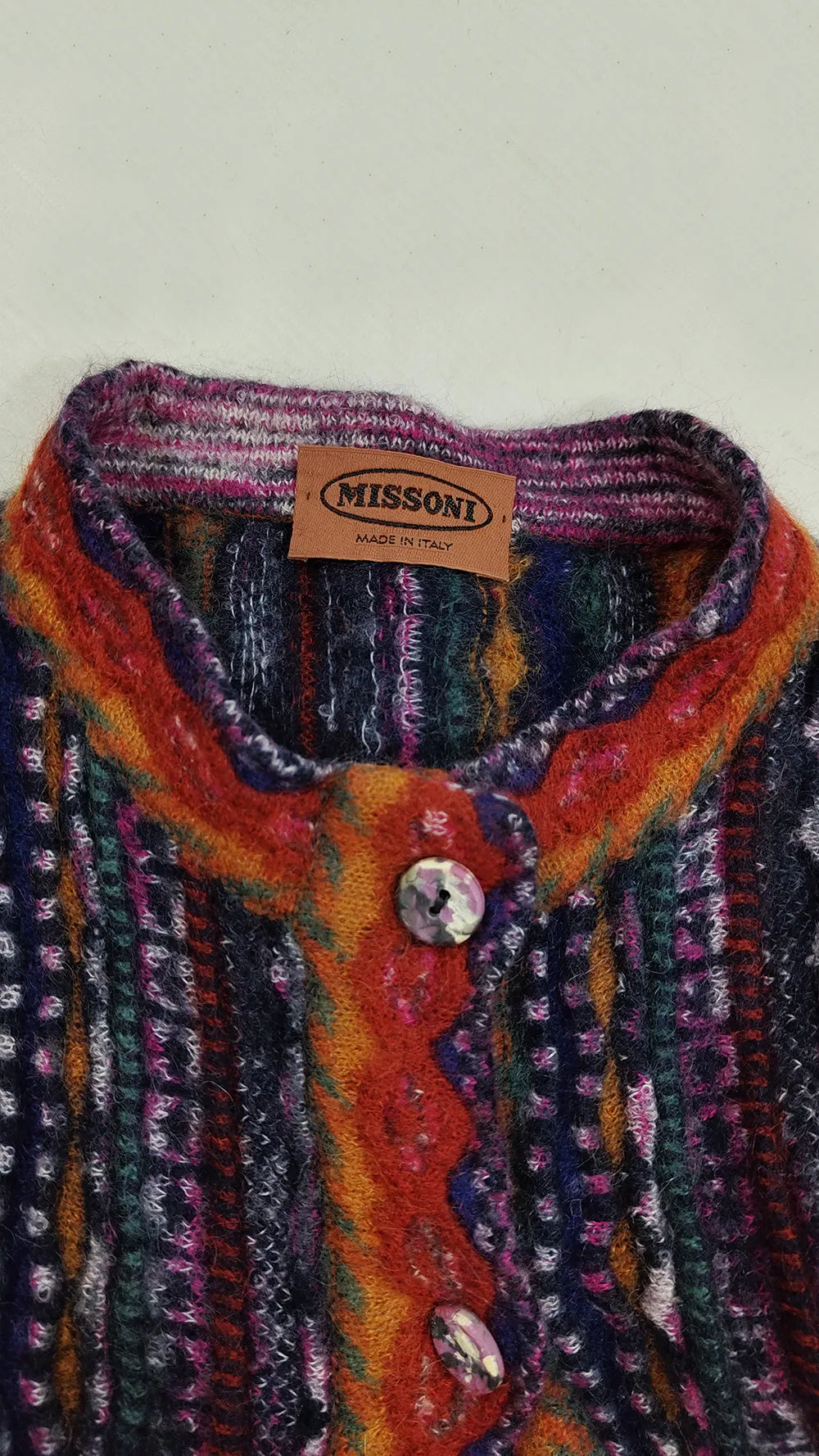 Missoni Vintage Abstract Textured Knit Womens Cardigan, 1990s