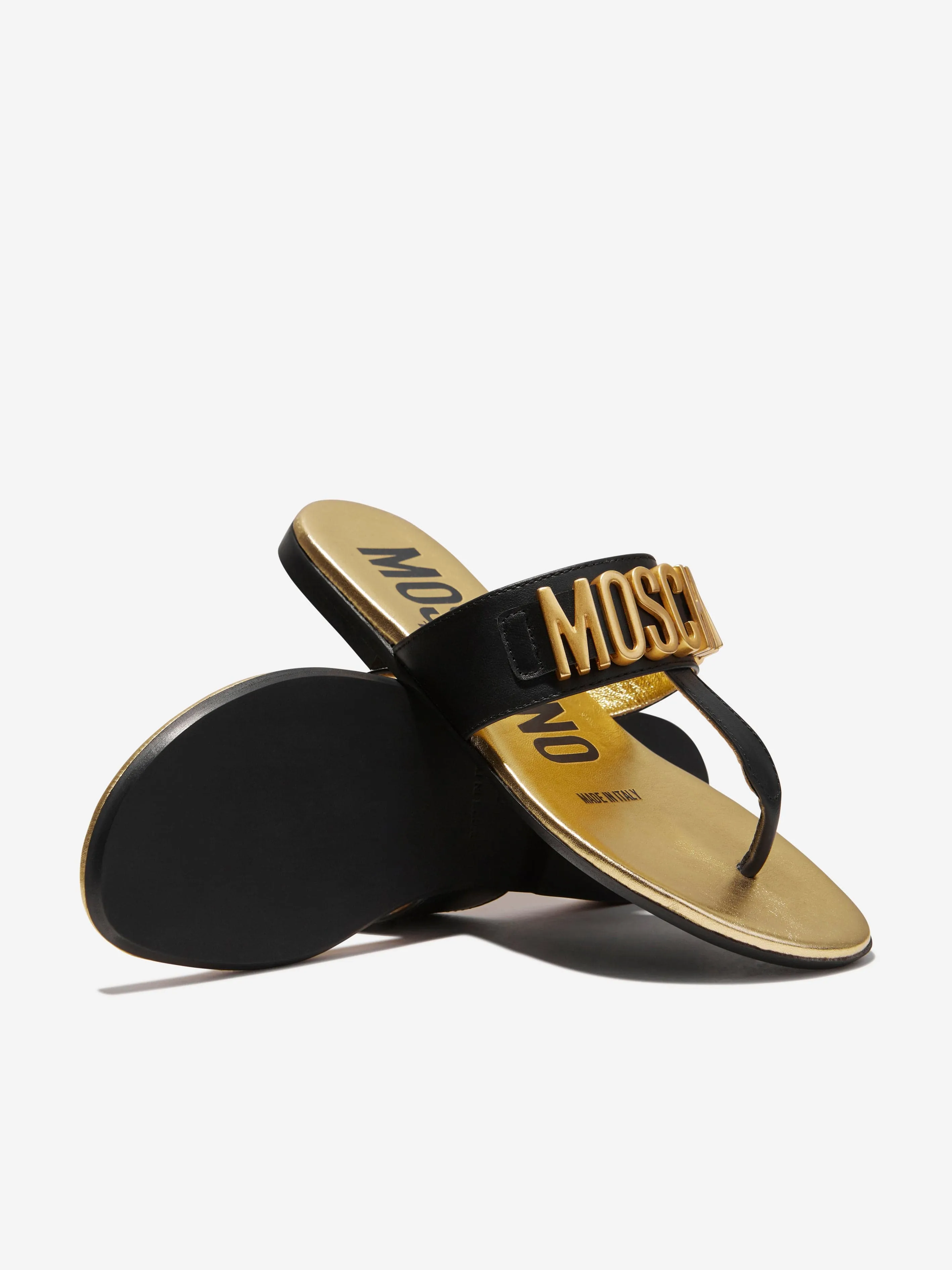 Moschino Girls Lettering Logo Sandals in Black