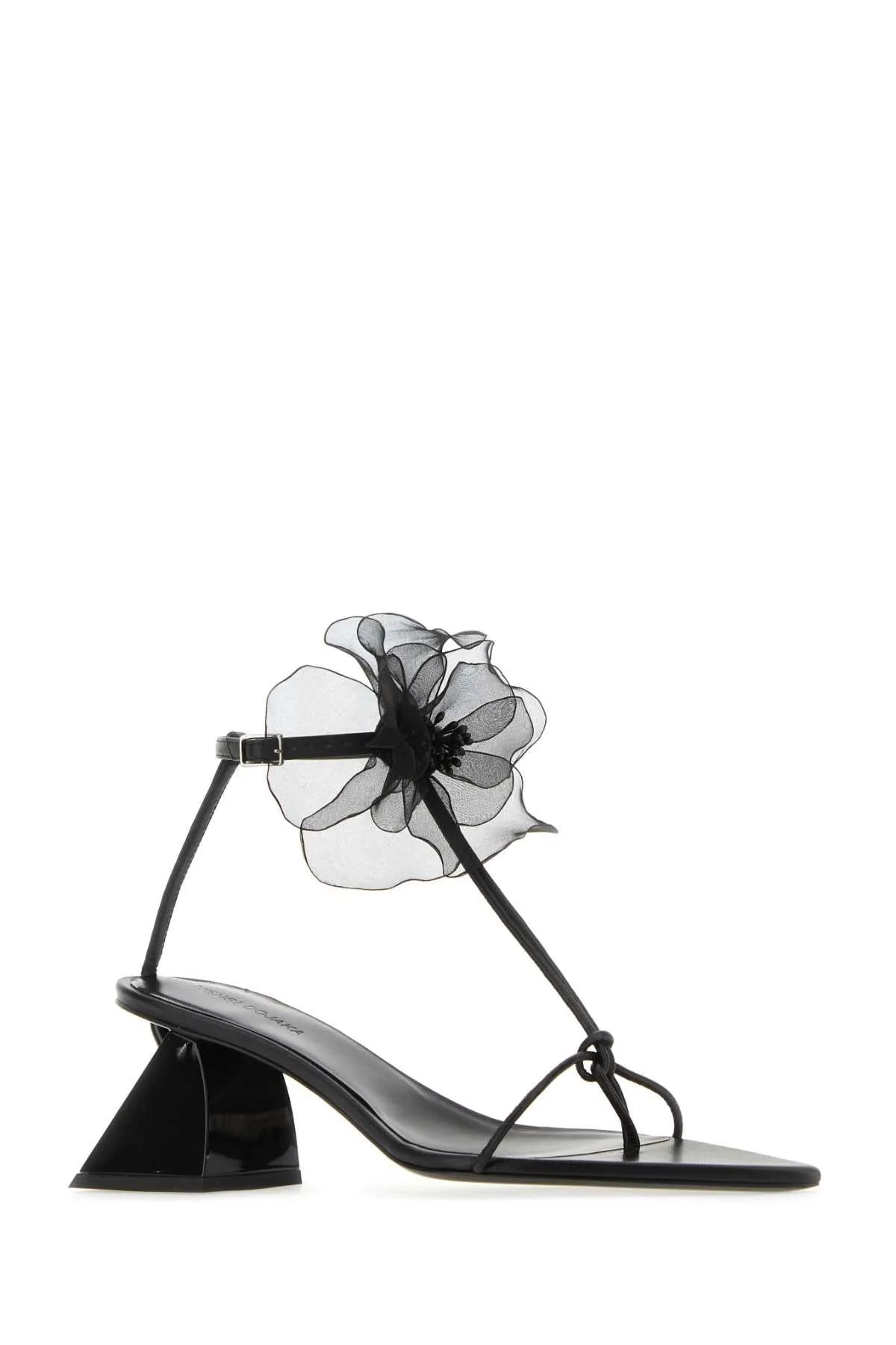 Nensi Dojaka Black Nappa Leather Thong Sandals