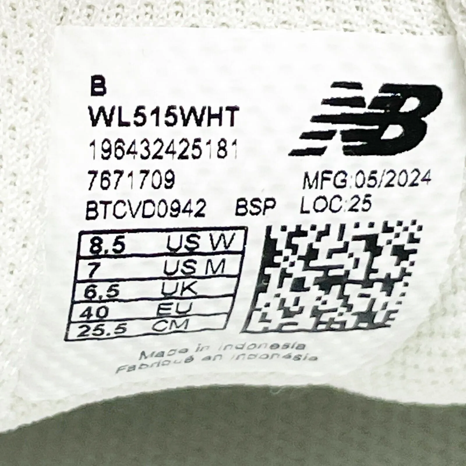 New Balance Unisex 515 WL515WHT White Running Shoes Sneakers Size M 7 W 8.5 B