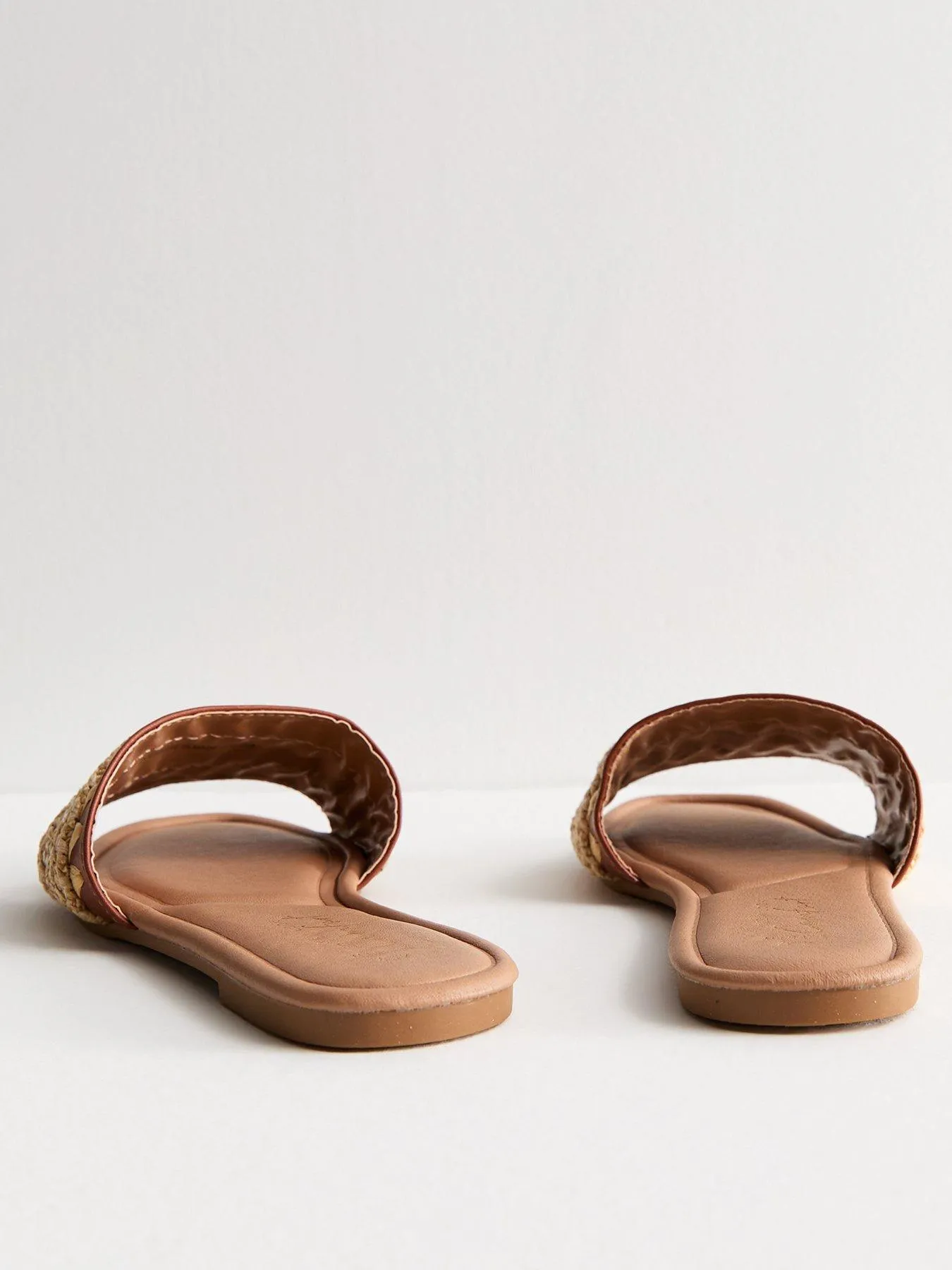 New Look Wide Fit Tan Raffia Mule Sandals