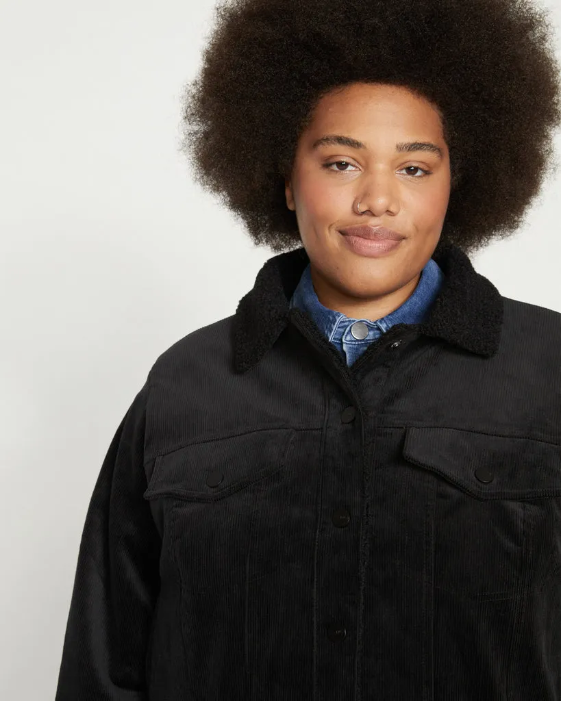 Parker Teddy-Lined Corduroy Jacket - Black