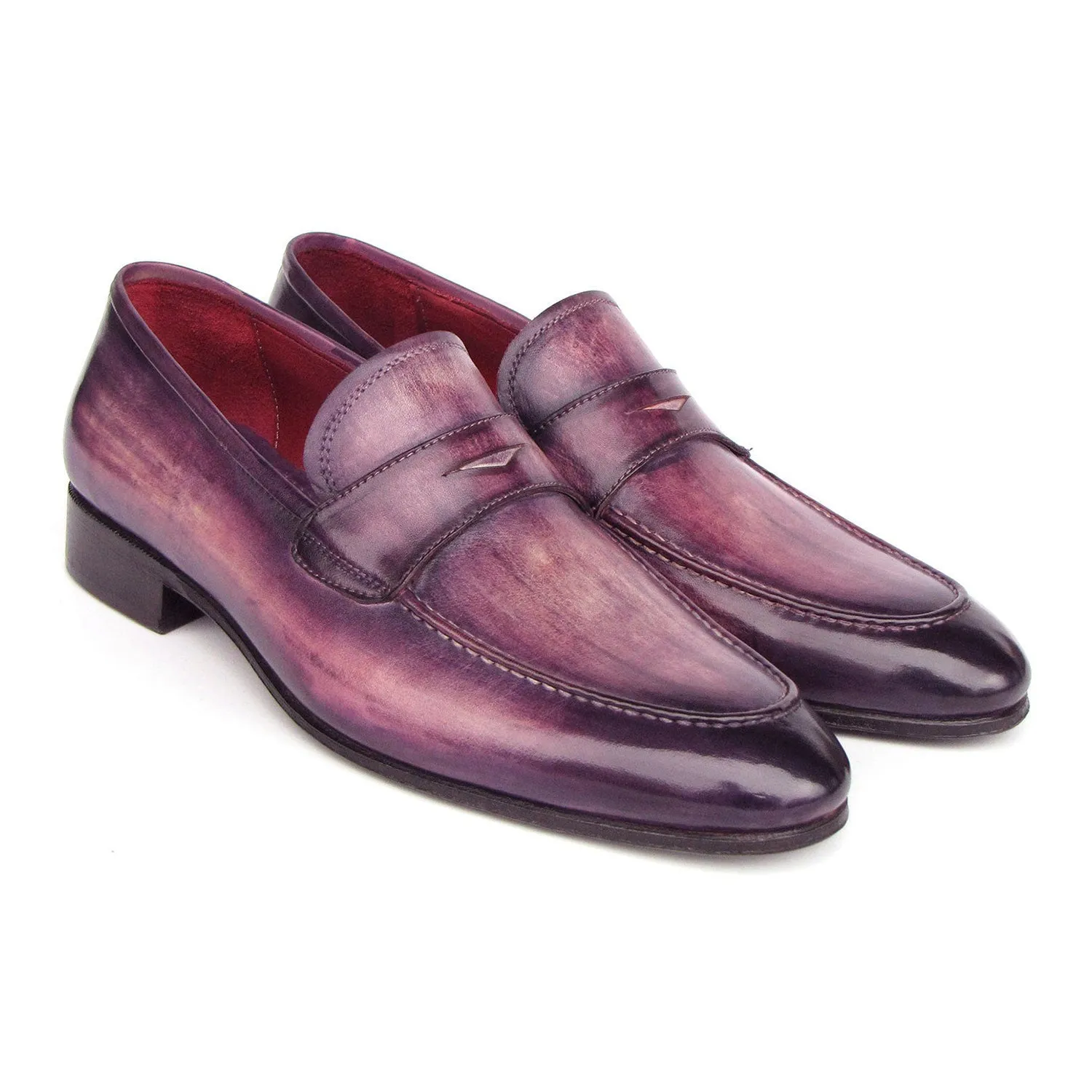 Paul Parkman 17PRP33 Men's Shoes Purple Patina Leather Penny Loafers (PM6419)