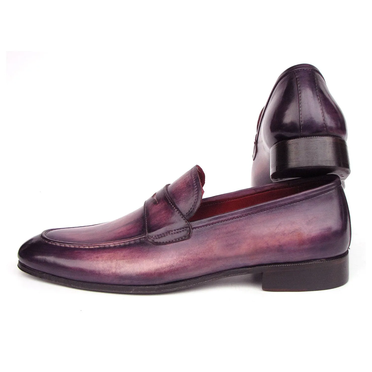 Paul Parkman 17PRP33 Men's Shoes Purple Patina Leather Penny Loafers (PM6419)