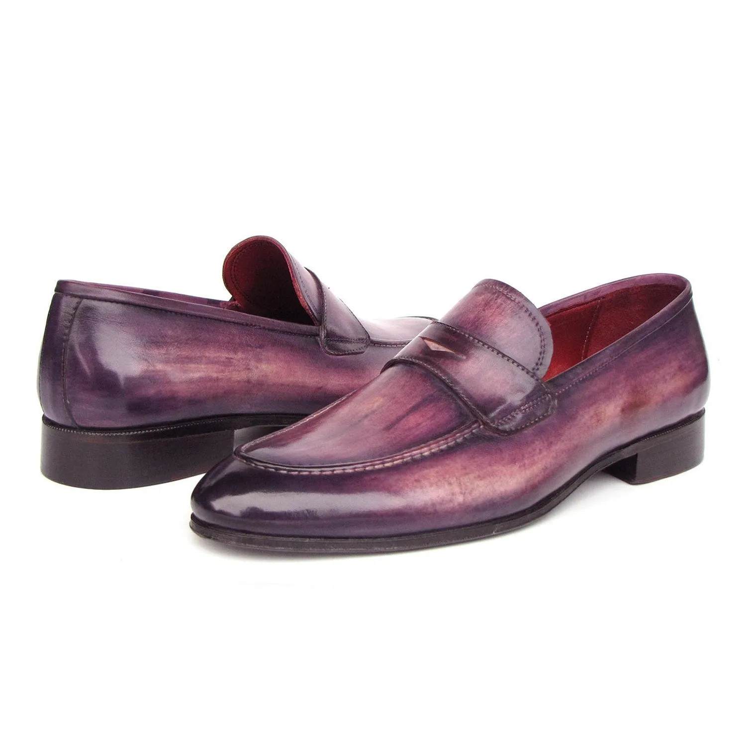 Paul Parkman 17PRP33 Men's Shoes Purple Patina Leather Penny Loafers (PM6419)