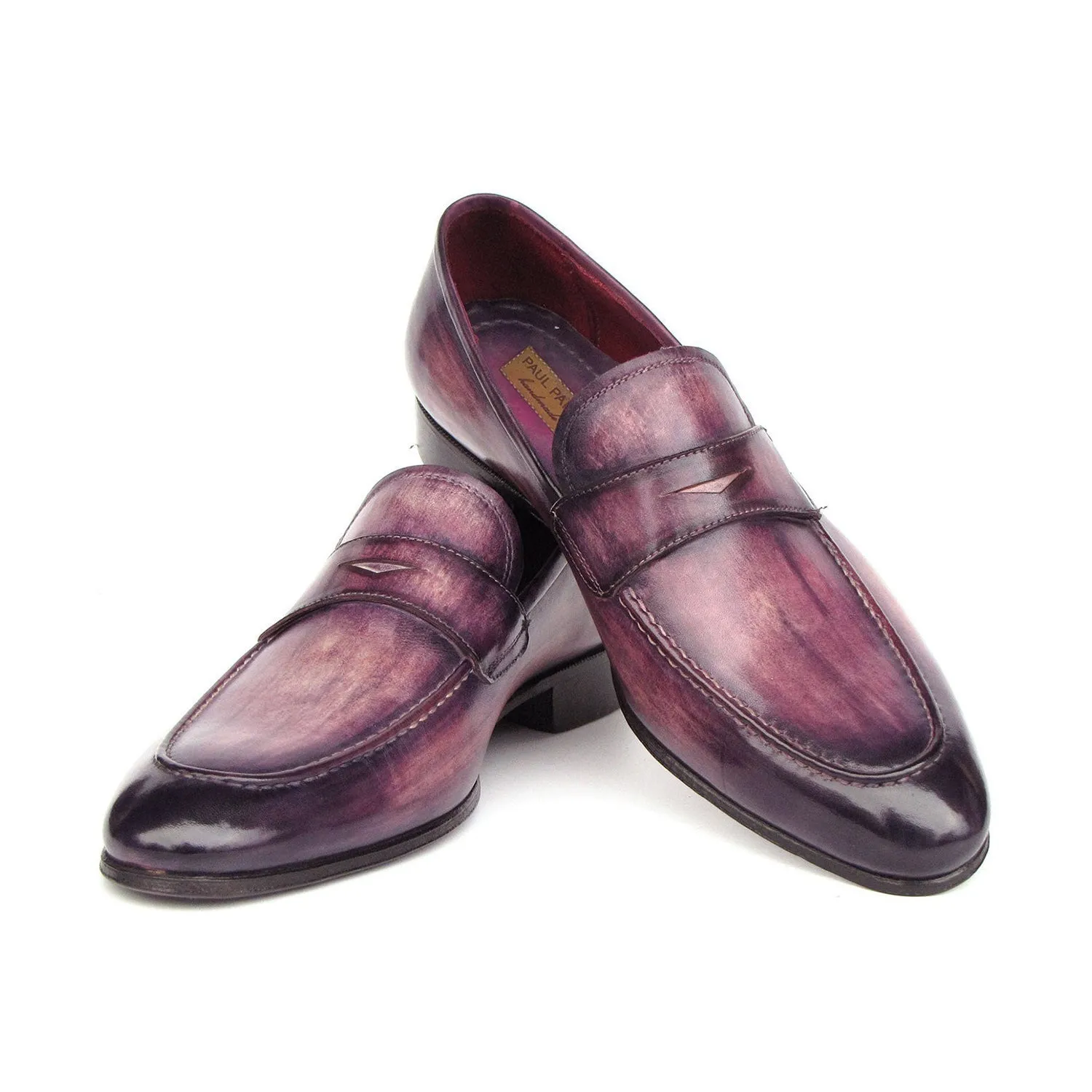 Paul Parkman 17PRP33 Men's Shoes Purple Patina Leather Penny Loafers (PM6419)