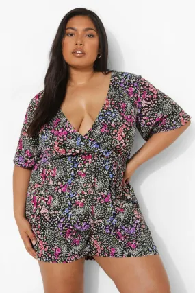 Plus Floral Wrap Romper
