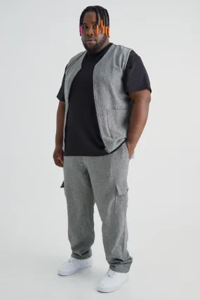 Plus Herringbone Utility Tank Top And Cargo Pants Set