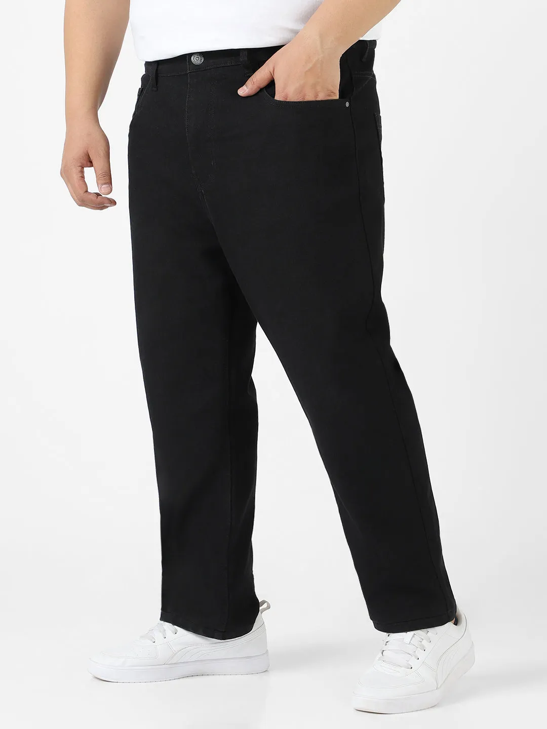 Plus Regular Fit Men Black Jeans