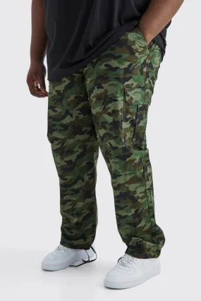 Plus Relaxed Tie Hem Camo Cargo Pants