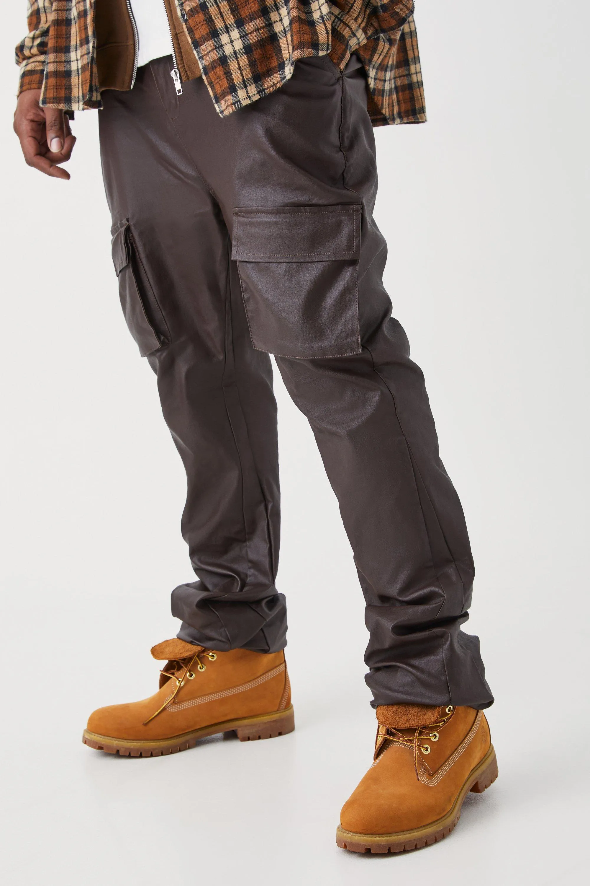 Plus Skinny Stacked Flare Coated Cargo Pants