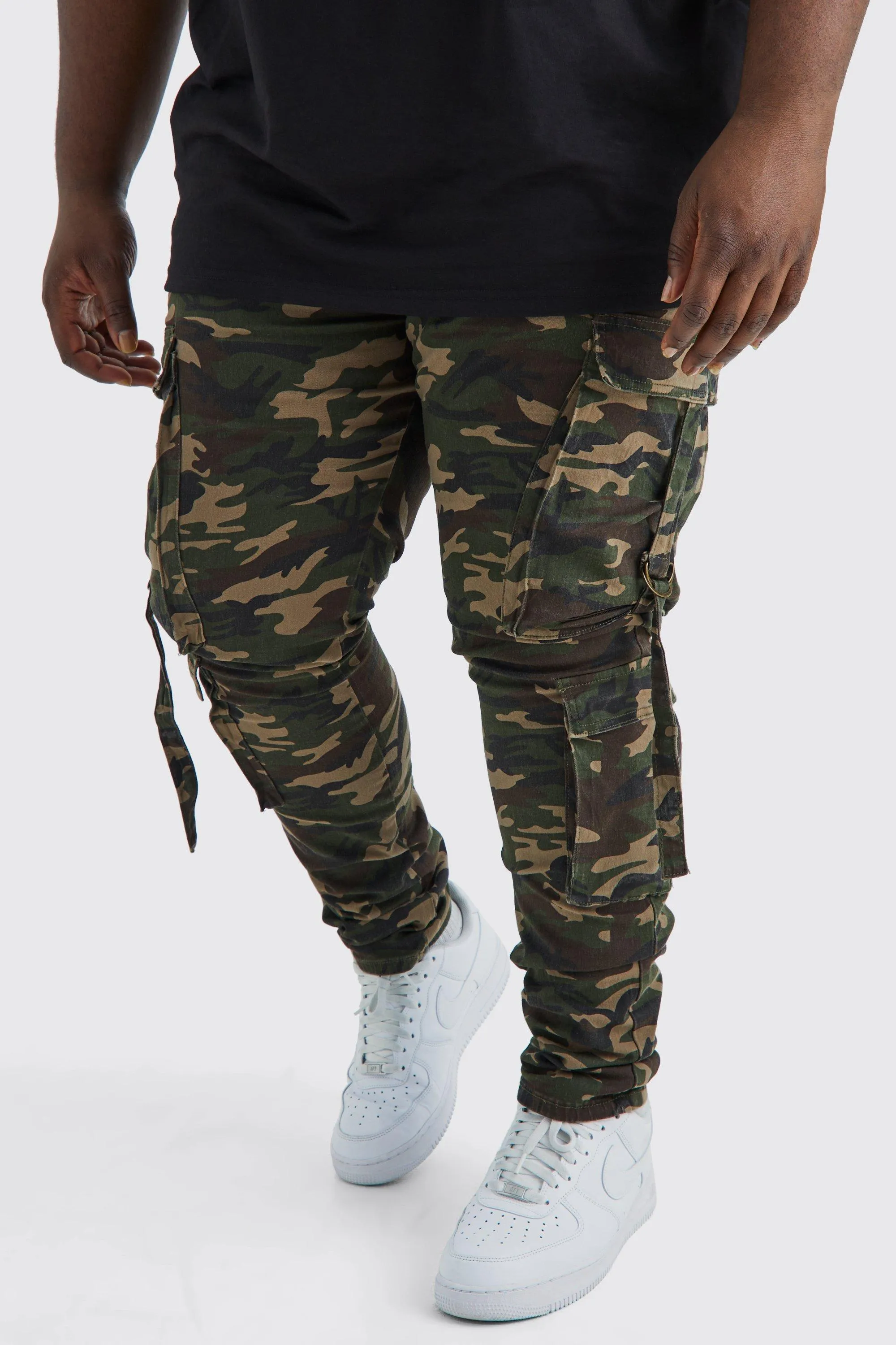 Plus Skinny Stacked Multi Cargo Camo Pants