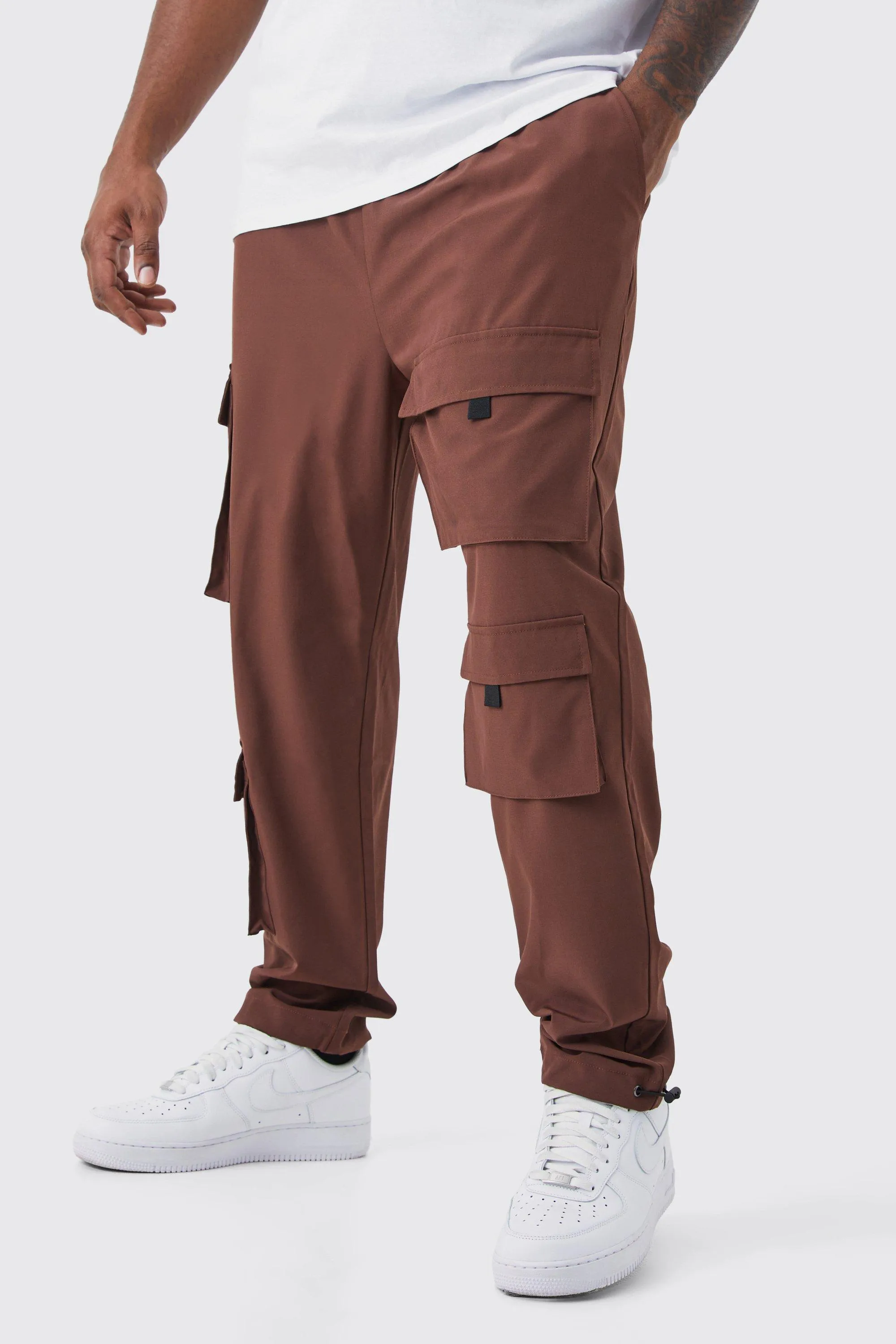 Plus Slim Multi Pocket Cargo Stretch Pants