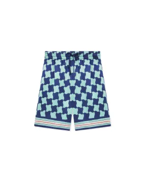 --Pool Tile Silk Shorts-