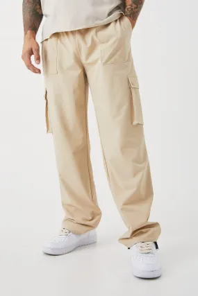 Relaxed Washed Nylon Multi Cargo Pants