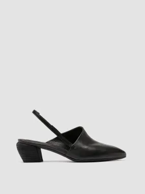 SALLY 029 - Black Leather Sling Back Sandals