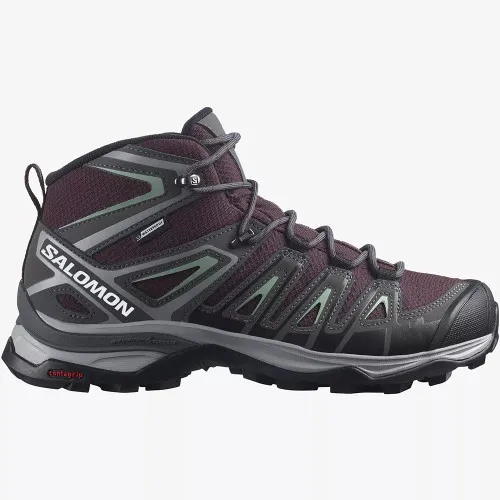 Salomon Women's X Ultra Pioneer Mid Climasalomon Waterproof - Wine Tasting / Magnet / Granite Green